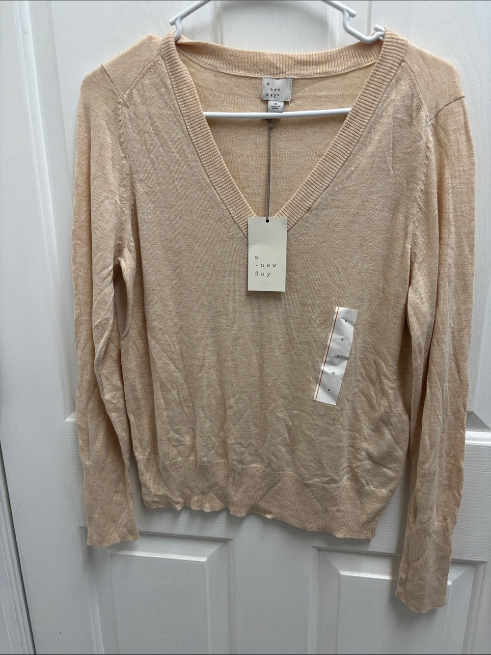 a new day Beige V-Neck Long Sleeve Sweater